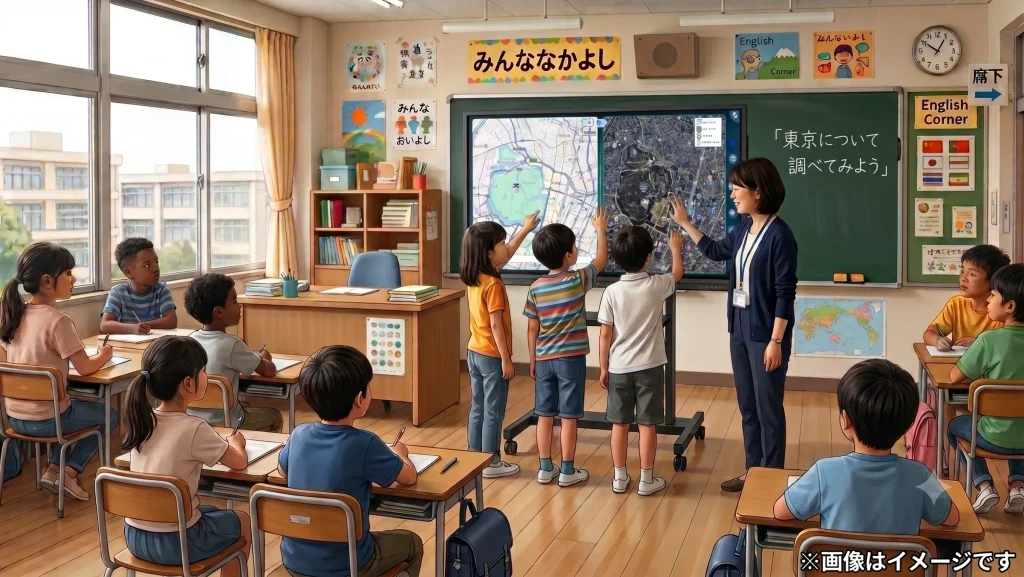 ミライタッチで使えるAI地図アプリ「MIRAI MAPS」活用イメージ